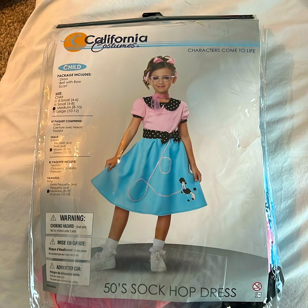 50's Girl Sock Hop Retro Pink Poodle Fancy Dress Up Halloween Child Costume